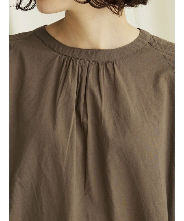 CRAFT STANDARD BOUTIQUE モチーフ刺繍ピンタックブラウス Khaki