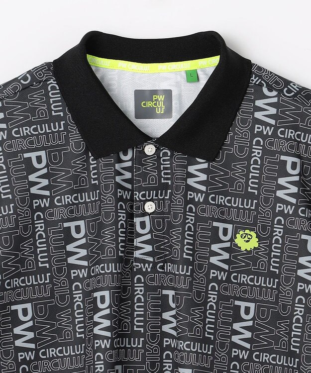 PW CIRCULUS 【MEN】PW LOGO 総柄ポロシャツ ゴルフ ブラック系5