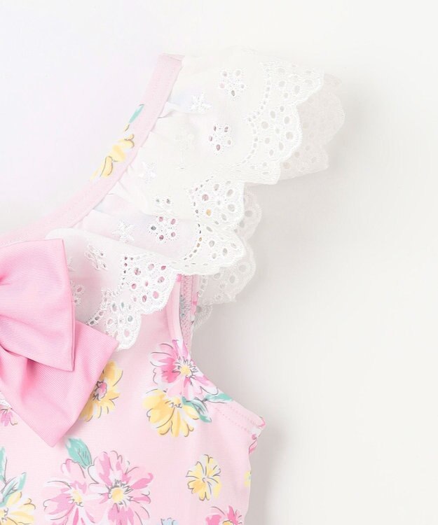 ANY KIDS 花柄×レース ワンピース水着 ピンク