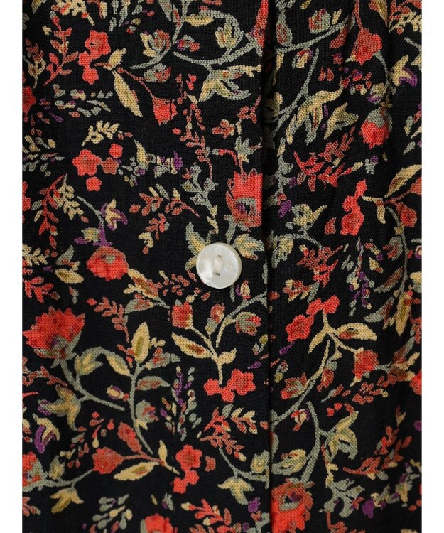 Green Parks アソート柄さらっとレーヨンブラウス Flower Black