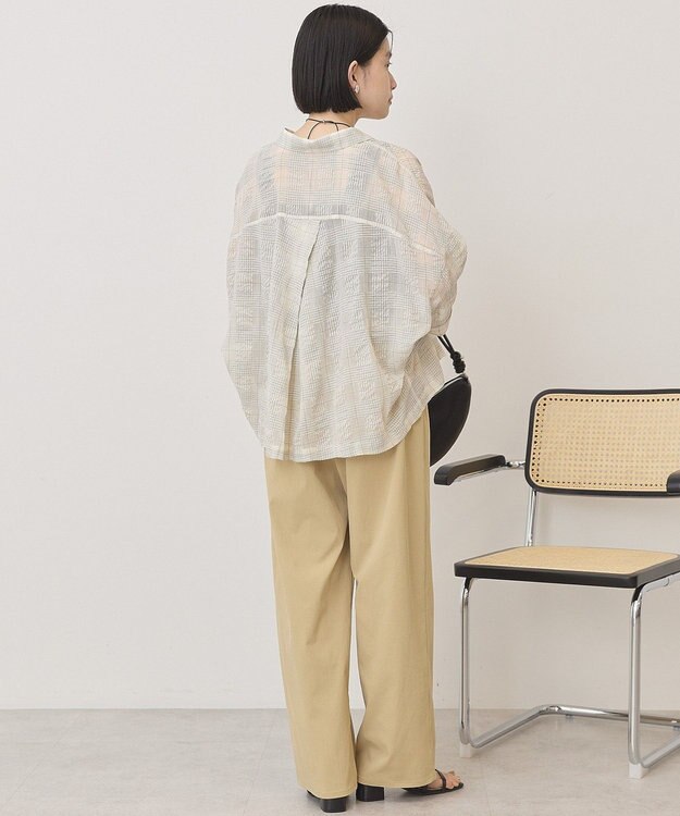 AMERICAN HOLIC シアーチェックショート丈シャツ Ivory