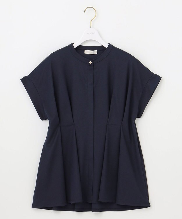 ANY SIS 【洗える】カナパジャージー ブラウス ネイビー