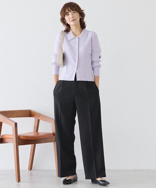 AMERICAN HOLIC バイパチ襟付き前あきリブプルオーバー ライラック