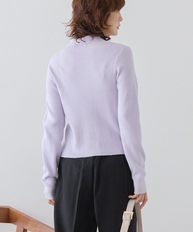 AMERICAN HOLIC バイパチ襟付き前あきリブプルオーバー ライラック