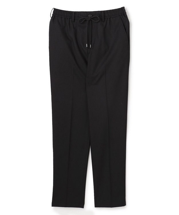 JOSEPH HOMME 新素材【ストレッチ/ウエストゴム仕様】ウール混キャリーマンストレッチ ドロスト付ストレートパンツ / HOVE ブラック系