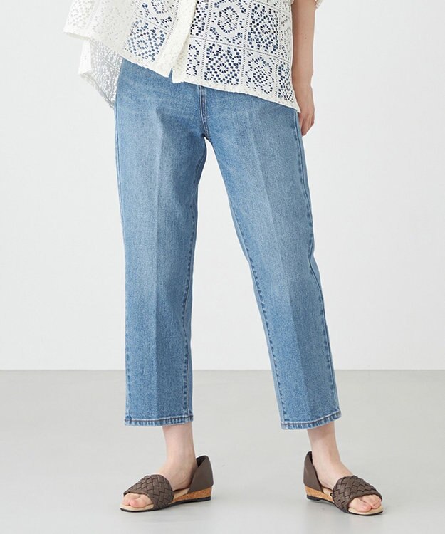 SHARE PARK LADIES センタープレスストレートデニム インディゴ