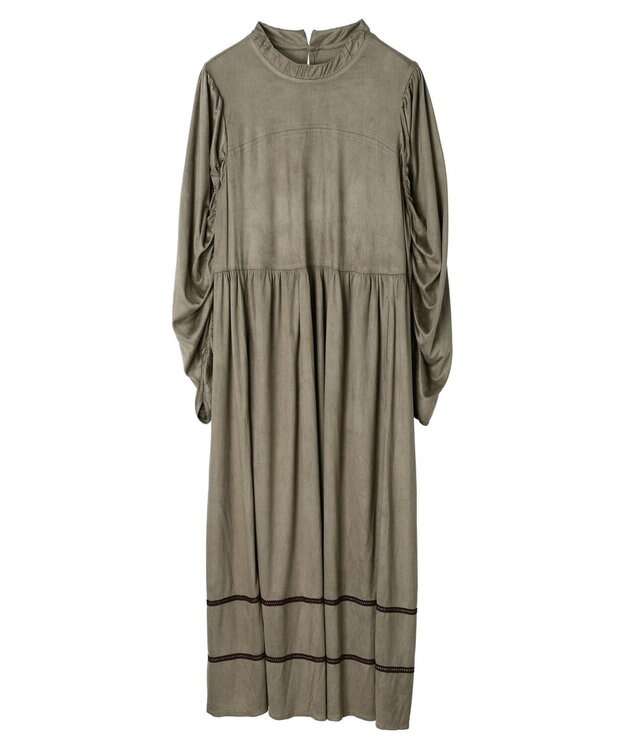 Green Parks ■ＥＳＣＡＲ　スエード調ギャザーキリカエワンピース Mocha