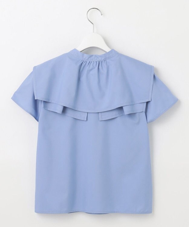 Feroux 【洗える】バイカラー ブラウス スカイブルー系