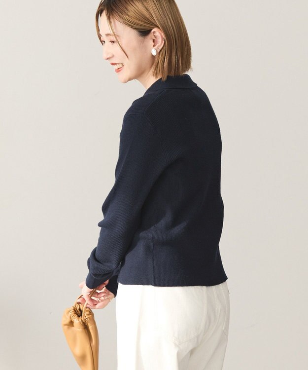 AMERICAN HOLIC バイパチ襟付き前あきリブプルオーバー Dark Navy