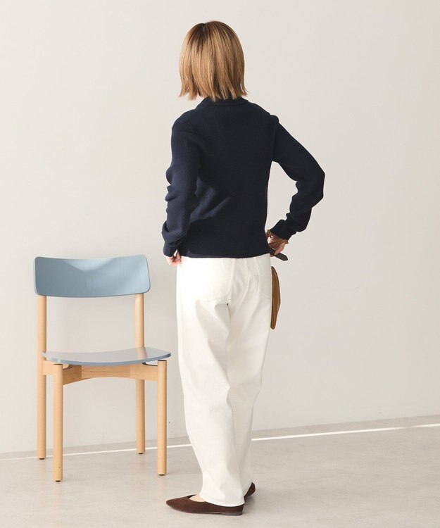 AMERICAN HOLIC バイパチ襟付き前あきリブプルオーバー Dark Navy