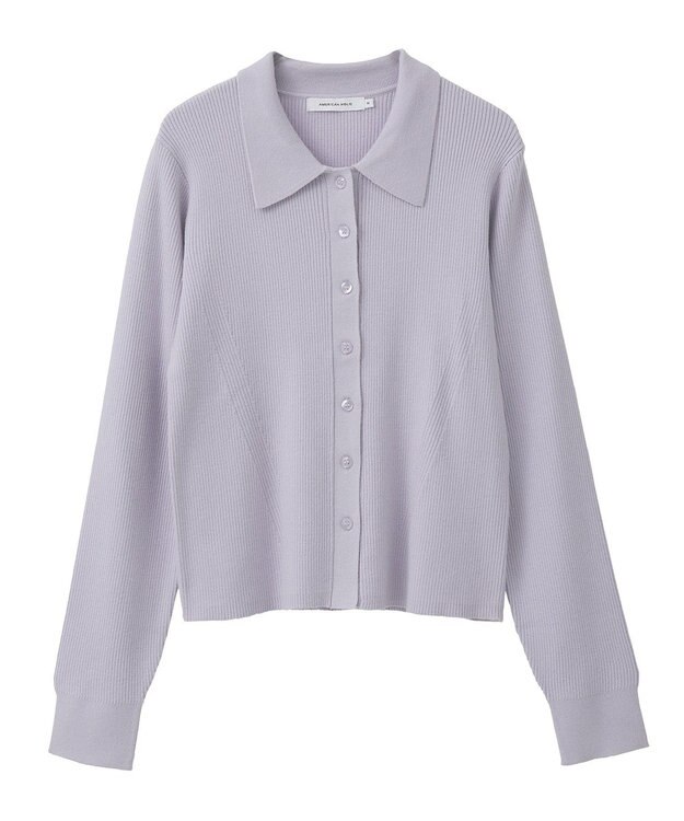 AMERICAN HOLIC バイパチ襟付き前あきリブプルオーバー ライラック