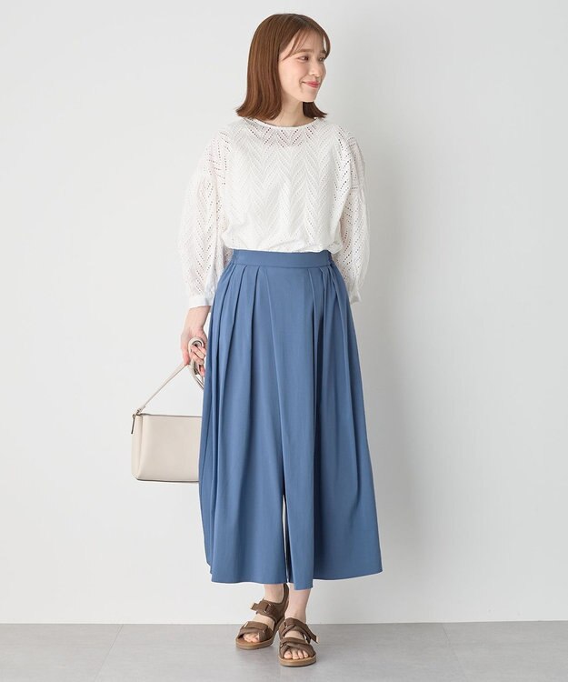 ANY L 【洗濯機可能/接触冷感/UVケア/イージーケア/ウエストゴム】清涼リラックススカーチョ ブルー