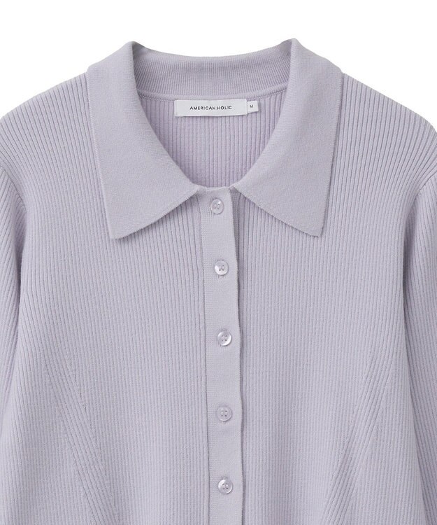 AMERICAN HOLIC バイパチ襟付き前あきリブプルオーバー ライラック