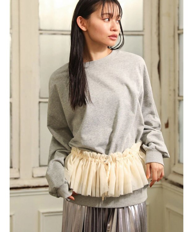 Green Parks ・ＳＵＧＡＲ　ＳＰＯＯＮ　３ｗａｙチュールフリルスウェット Gray Mixture