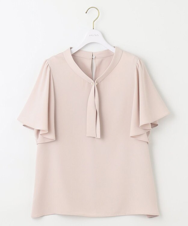 ANY SIS S 【洗える】パール調ボウタイ ブラウス ローズグレー