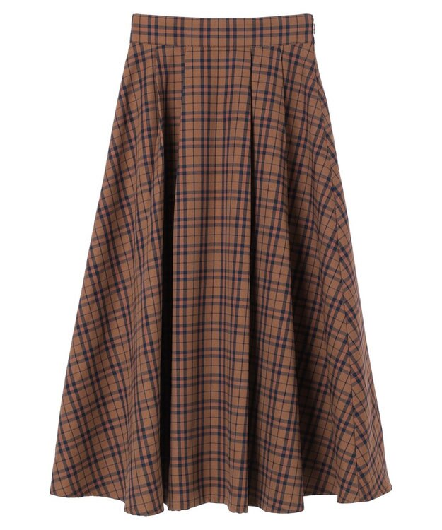 earth music&ecology チェックフレアスカート Check Brown