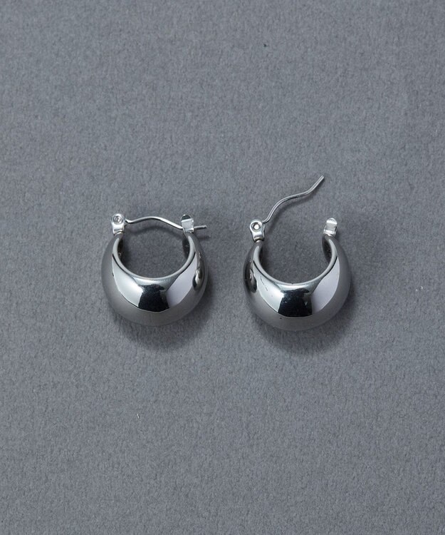 Phoebe 〈金属アレルギー対応〉ドームメタルフープピアス/シルバー　シンプル/大振り シルバー