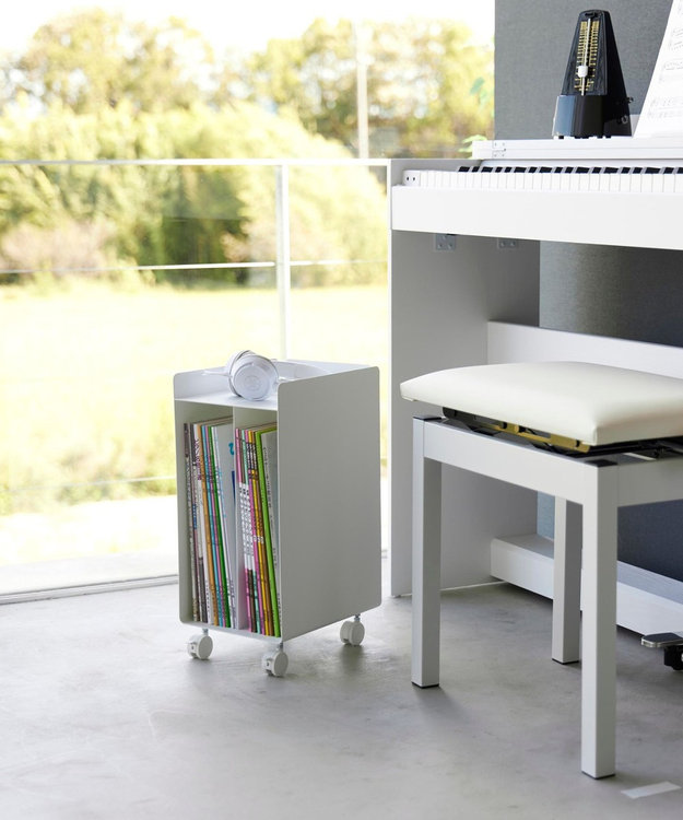 ピアノ下楽譜収納ワゴン タワー ホワイト / tower