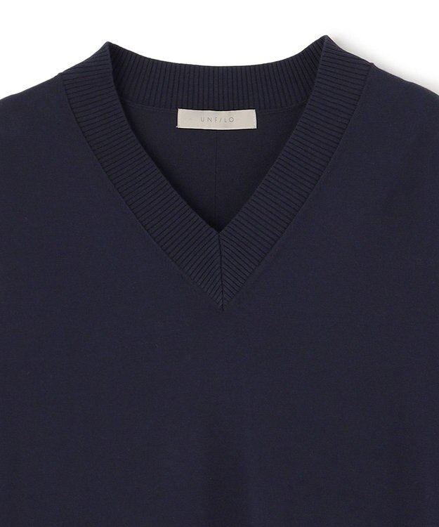 UNFILO L 【Lサイズ・WEB限定】マイビューティニット  Vネックワンピース ネイビー