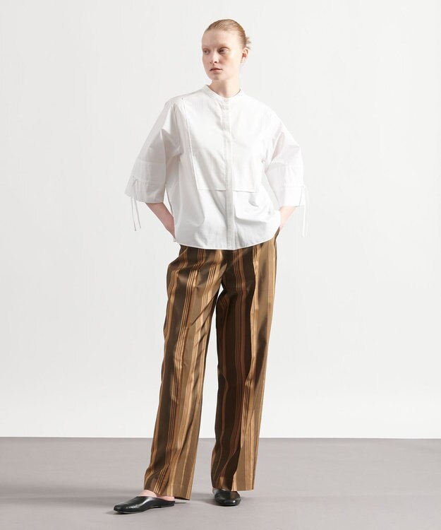 JOSEPH ビッグストライプ　キャロットトラウザーズ Beige/black