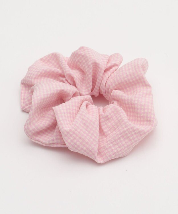 WEGO Lギンガムチェックシュシュ ライトピンク