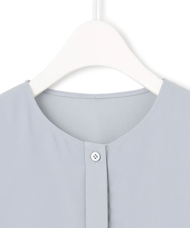 ICB L 【UVケア・速乾・接触冷感・洗える】BackSatinAmunzen デザインブラウス サックスグレー系