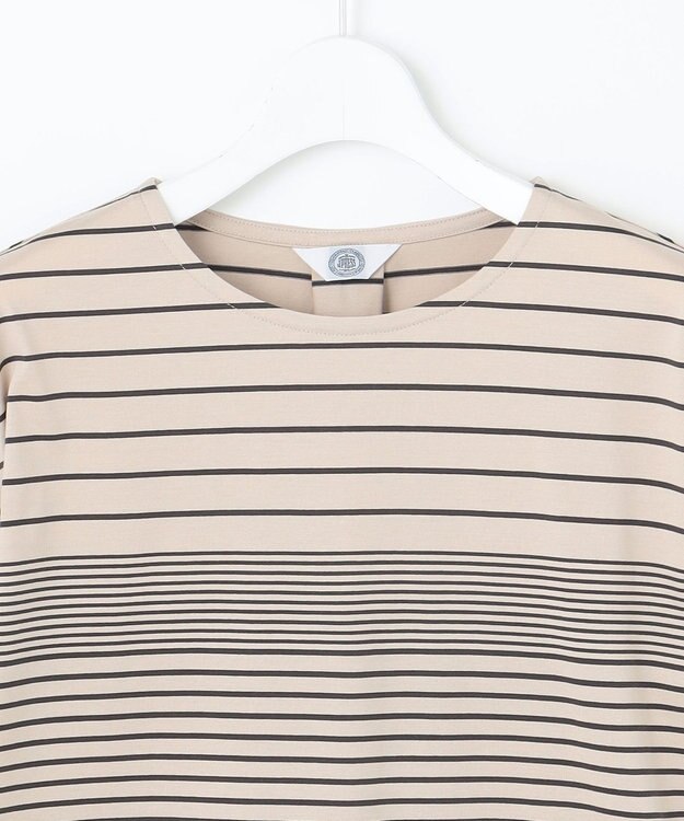 J.PRESS LADIES L パネルボーダー ドルマンスリーブ カットソー ベージュ系1