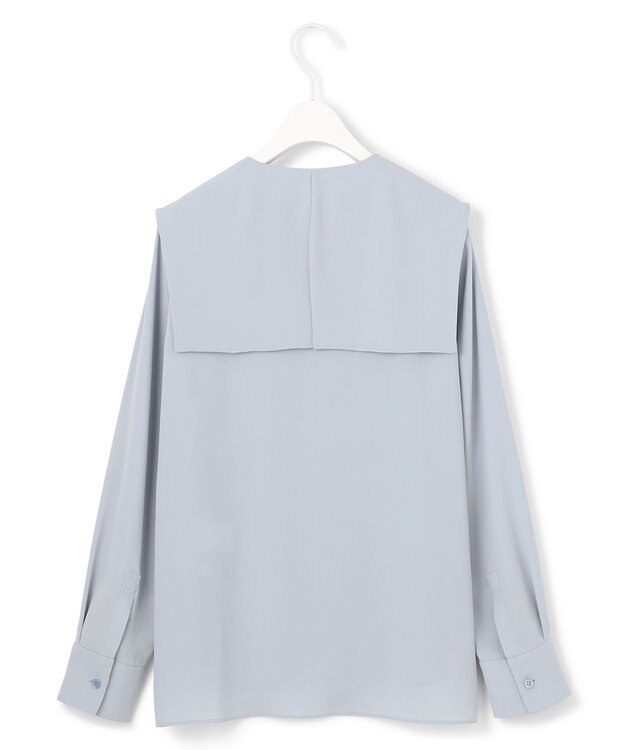 ICB L 【UVケア・速乾・接触冷感・洗える】BackSatinAmunzen デザインブラウス サックスグレー系