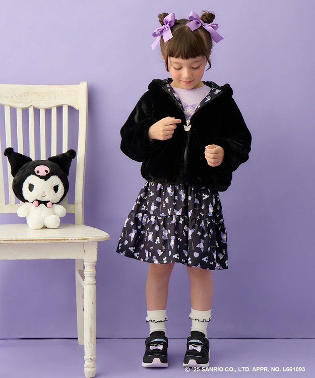 ANY KIDS 【マイメロディ＆クロミ×ANY KIDS】総柄 ティアードスカート ブラック×クロミ