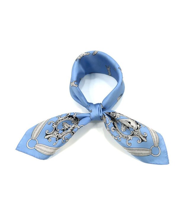 Marca 【Marcaオリジナル】ドッグ 小判 シルクツイル スカーフ ブルー