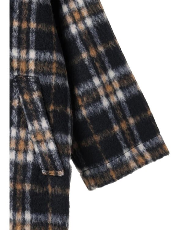 AMERICAN HOLIC チェックコクーンミディコート Check Navy