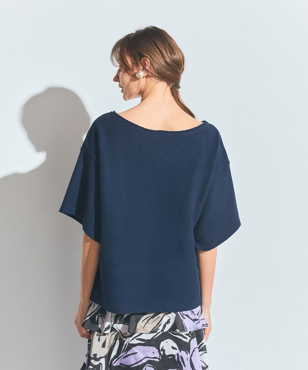 GRACE CONTINENTAL ナンバープリントループ裏毛トップ ネイビー