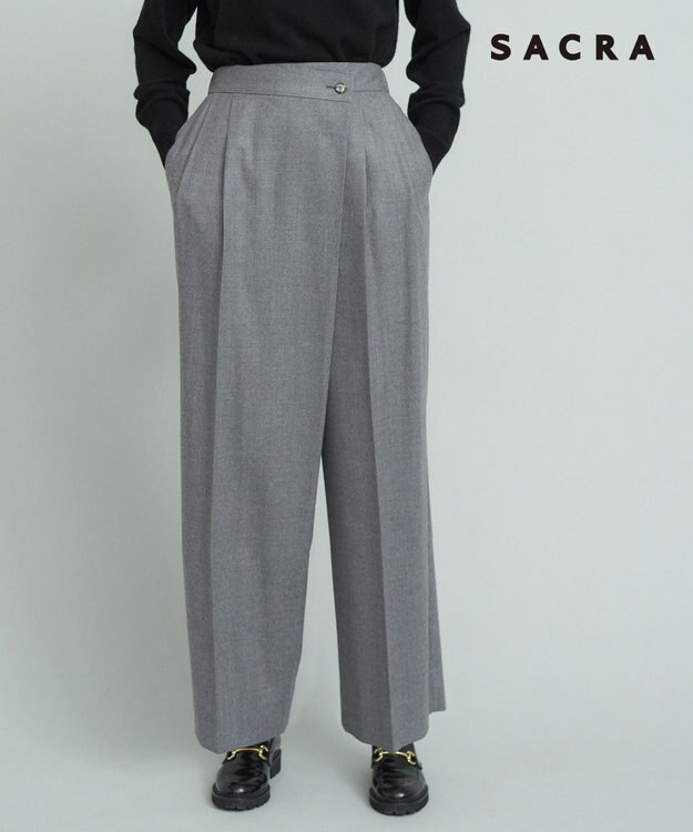 23区 【SACRA】スーパーファインフランネル パンツ グレー系