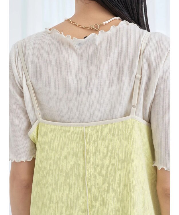 earth music&ecology ＳＥＴ２点配色キャミワンピース＋メローインナー Lemon Yellow
