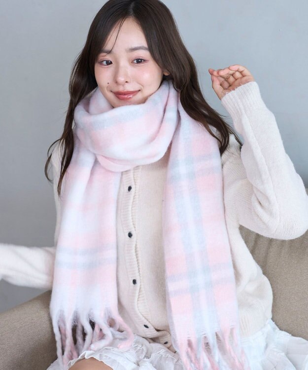 WEGO 【マフラー/ユニセックス着用】ワイドフリンジストール 柄5