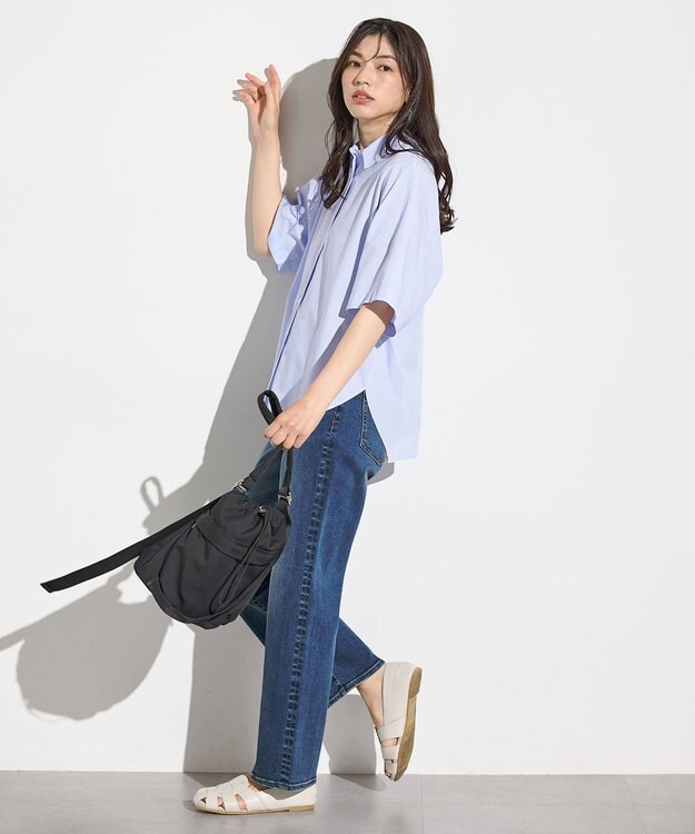 ANY 【接触冷感/UVカット/抗菌防臭/速乾】エニィファンクション半袖シャツブラウス ライトブルー