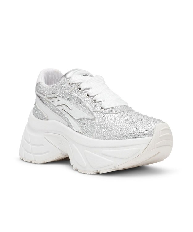 STEVE MADDEN BIONIC2R ラインストーン厚底スニーカー ホワイト