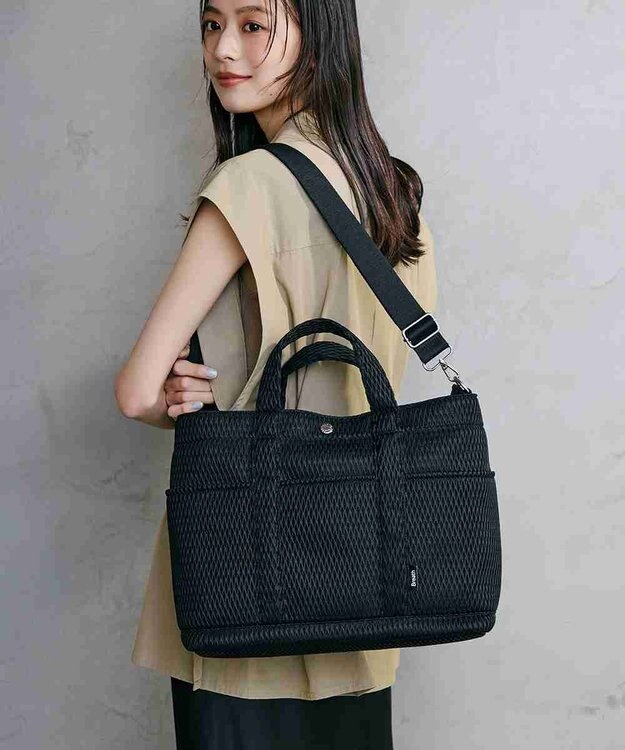 TOPKAPI 【Breath TOPKAPI】ポリメッシュ ショルダー付き A4 トートバッグ ブラック