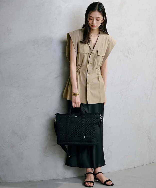 TOPKAPI 【Breath TOPKAPI】ポリメッシュ ショルダー付き A4 トートバッグ ブラック