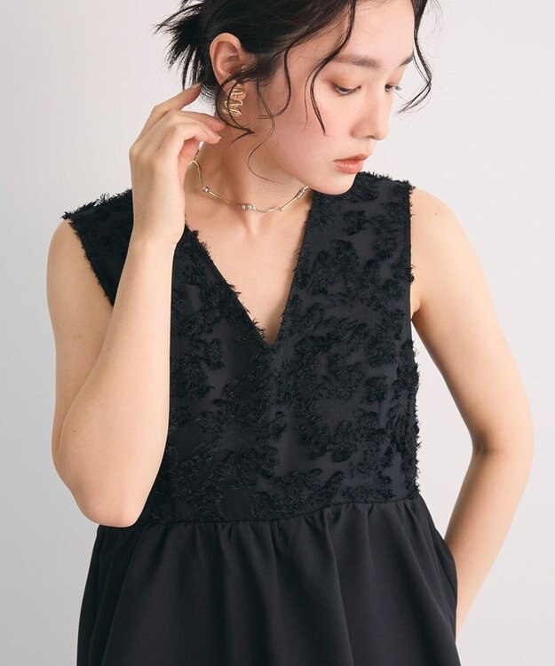 Green Parks ・Ｒａｉｌｍｅ　ジャカードペプラムサロペット Black