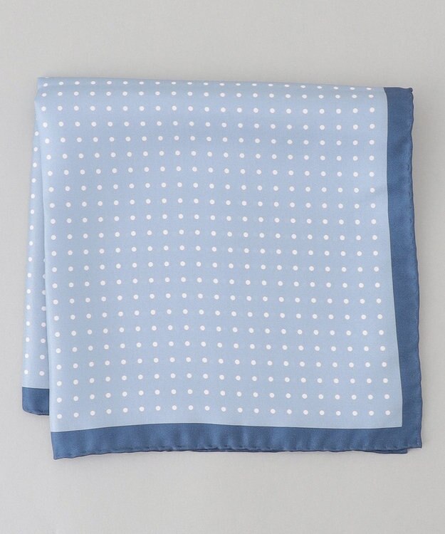 GOTAIRIKU 日本製【シルク100％】オリジナル柄チーフ_ドット柄 ブルー系8