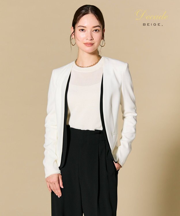 BEIGE， 【セットアップ対応】CINDY / ダブルカラージャケット White×Black