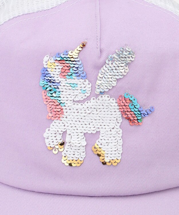 ANY KIDS スパンコール メッシュ キャップ ラベンダー×ユニコーン