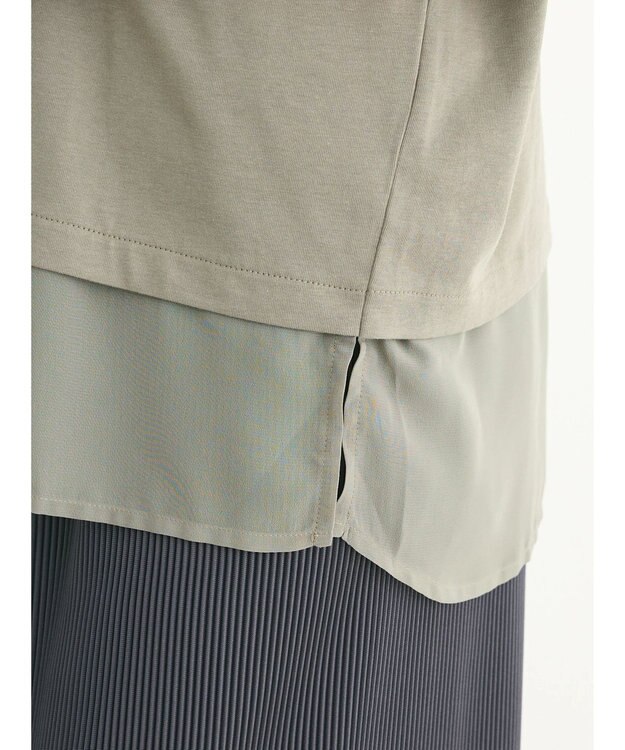 Green Parks ５分袖裾シアードッキングチュニック Khaki