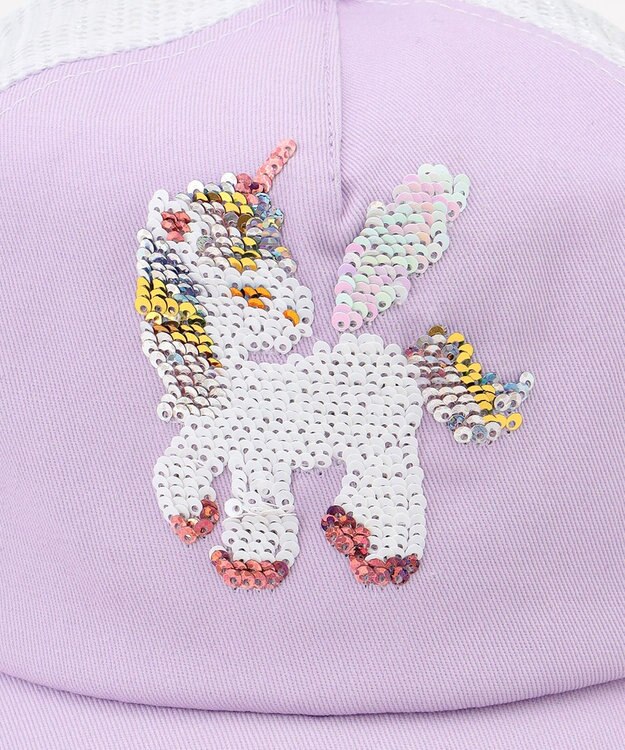 ANY KIDS スパンコール メッシュ キャップ ラベンダー×ユニコーン