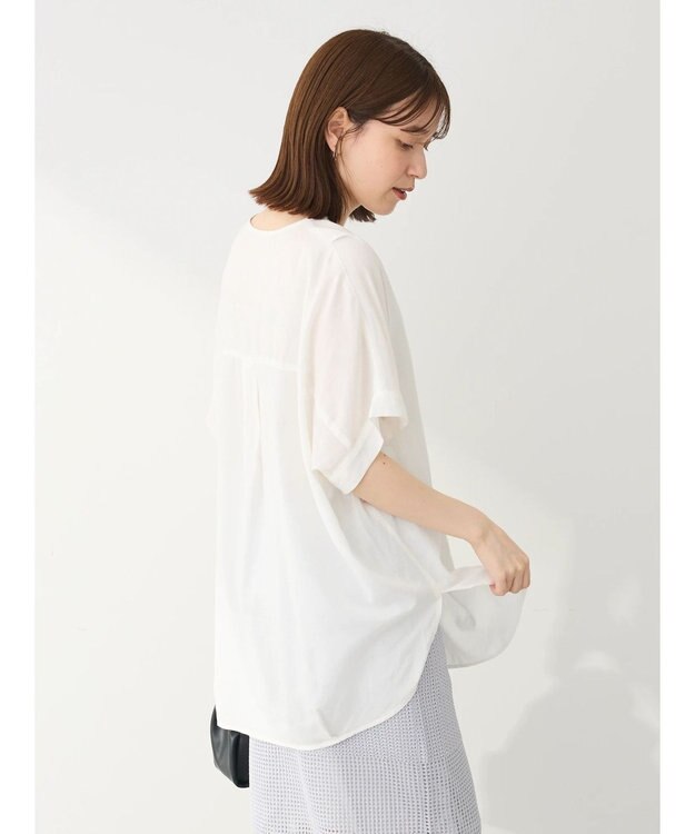 Green Parks リネンレーヨン前立てブラウス Off White