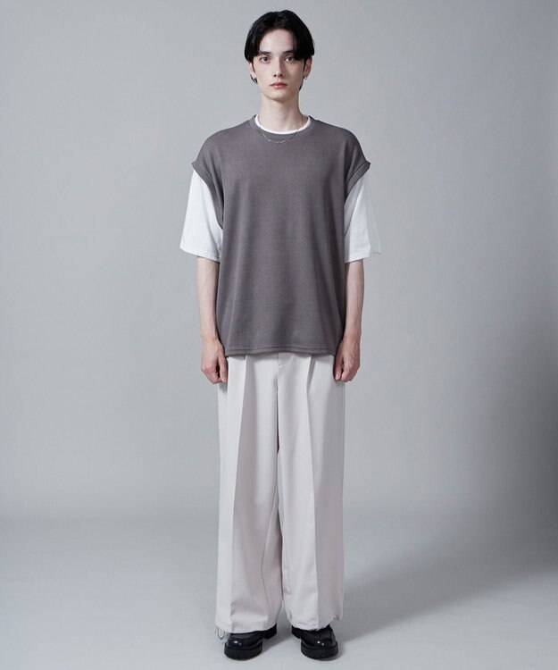 WEGO フェイクレイヤードベストT（S） ダークグレー