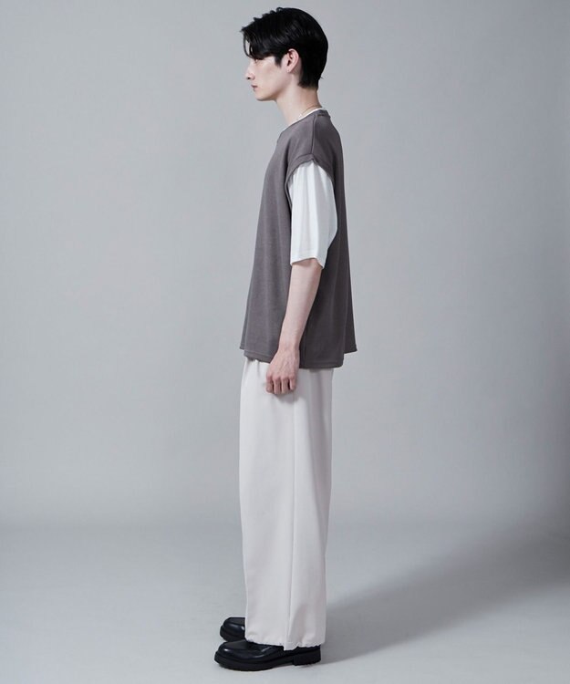 WEGO フェイクレイヤードベストT（S） ダークグレー