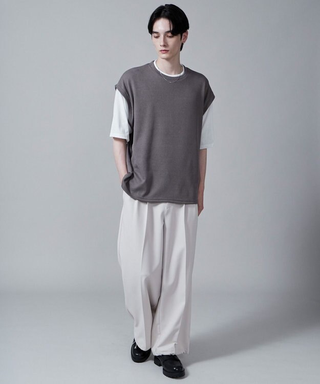 WEGO フェイクレイヤードベストT（S） ダークグレー