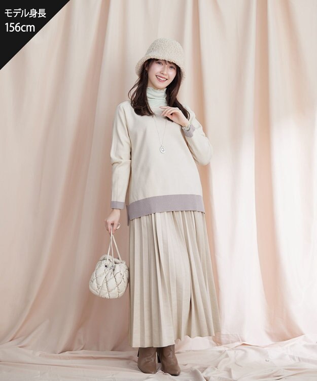 Tiaclasse 【新色追加】スエードポンチプリーツスカート アイボリー